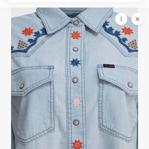 Rare FILSON GARMENT Embroidered Western Buttondown Shirt in Lake Fishing Motif S